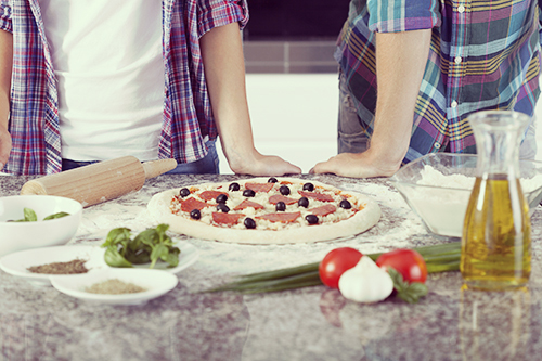 Ready pizza before baking