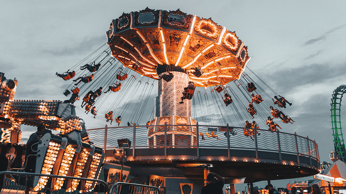 Amusement park at night