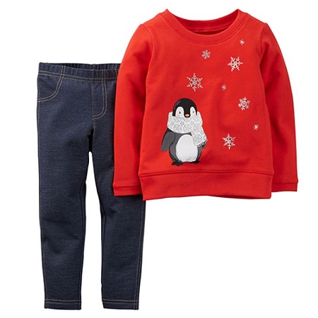 Toddler Girl Carter's Penguin Top Set