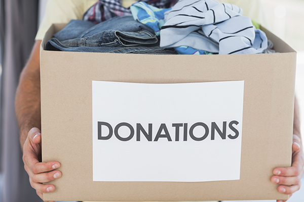donation box full of clothes