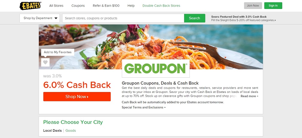 Groupon Ebates Cash Back