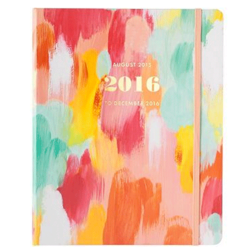 2015-2016 Paper Source Brushstroke Gold Foil Hidden Spiral Planner