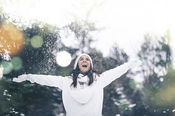 Woman in Winter Forest