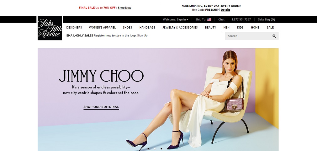 Saks Fifth Avenue Homepage