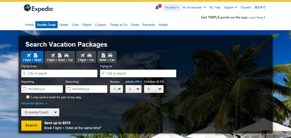 Expedia.com Homepage