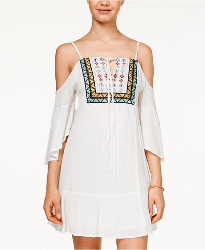 American Rag Cold-Shoulder Embroidered Dress