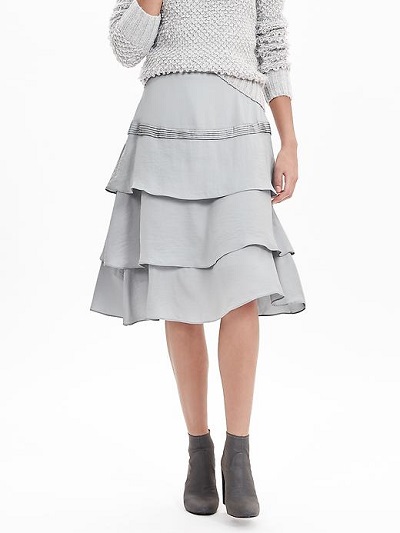Asymmetrical Ruffle Midi Skirt