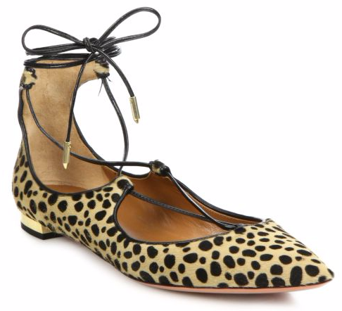 Christy Spotted Calf Hair Lace-Up Flats
