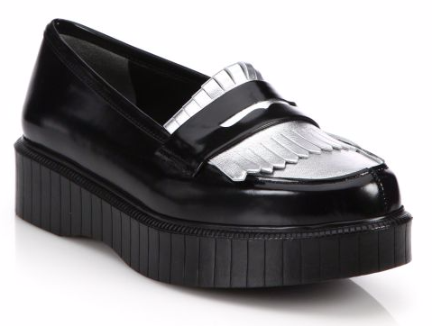 Fringed Leather Platform Loafers