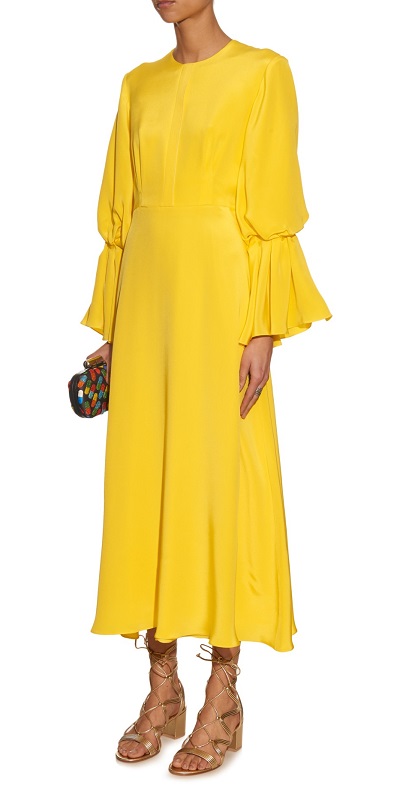 Roksanda Ophelia Bell-Sleeved Satin Dress