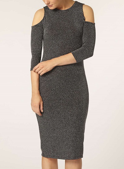 Silver Cold Shoulder Tube Dress