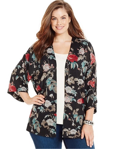 Style & Co. Plus Size Floral-Print Kimono Cardigan
