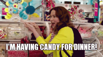 Kimmy Schmidt candy for dinner GIF