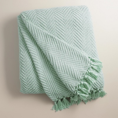 Mint blanket throw folded