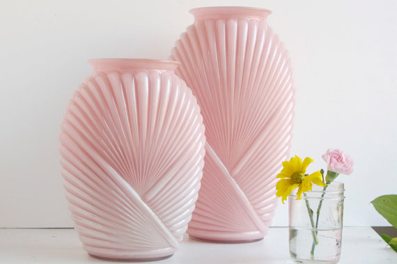 Etsy pink glass vase home decor