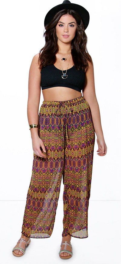 Multicolored Plus Imogen Printed Beach Trouser