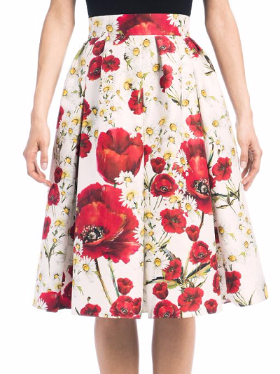 Dolce & Gabbana Pleated Floral-Print Skirt