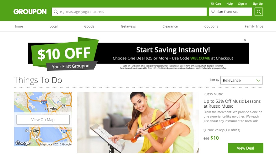 Groupon.com homepage