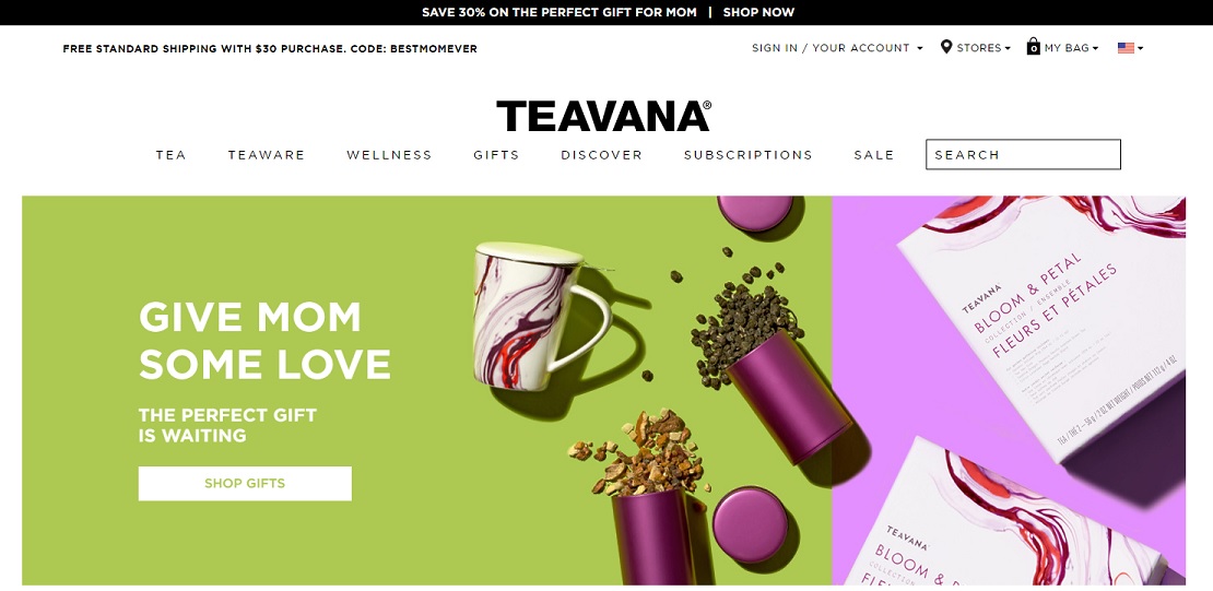 Teavana.com homepage