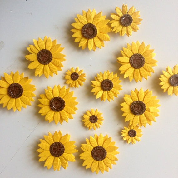 Spring sunflower magnets, Etsy home decor