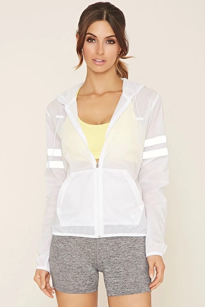 Mesh striped white activewear jacket