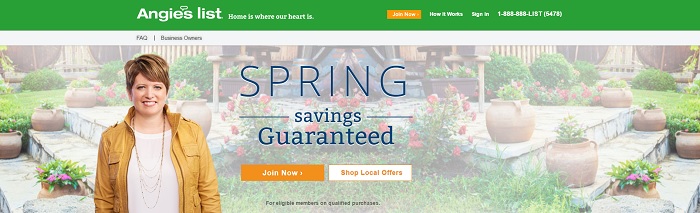 Angie's List homepage