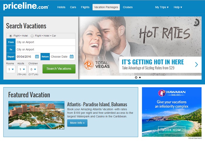 Priceline.com homepage