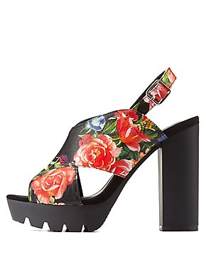 Floral platform heels