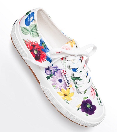 floral sneakers on white background