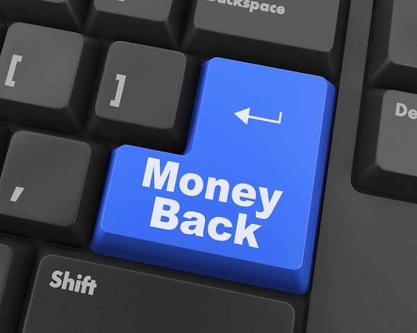 Keyboard with Money back text on button, raster