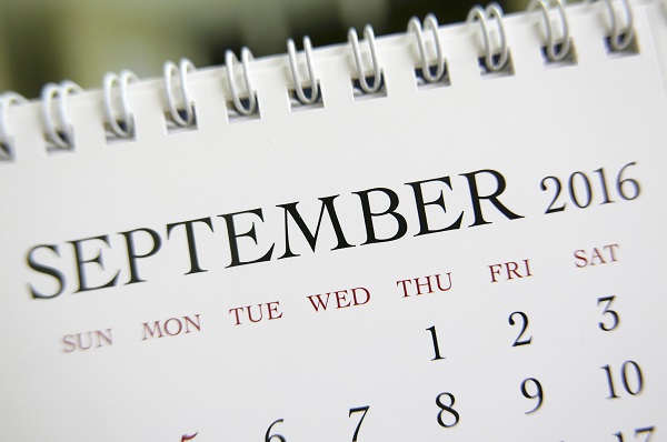 Close up calendar of September 2016