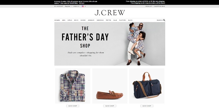 J.Crew homepage