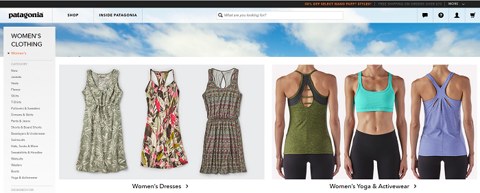 patagonia.com homepage