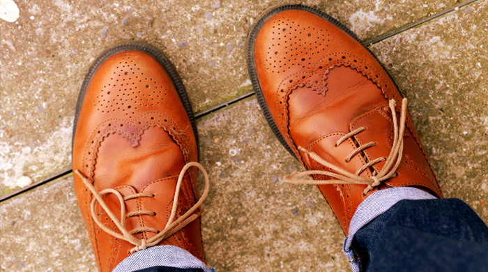 Overhead shot of men's dress shoes