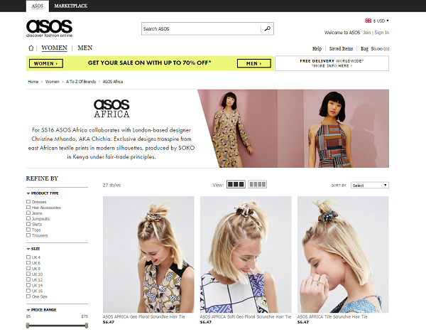 ASOS Africa page
