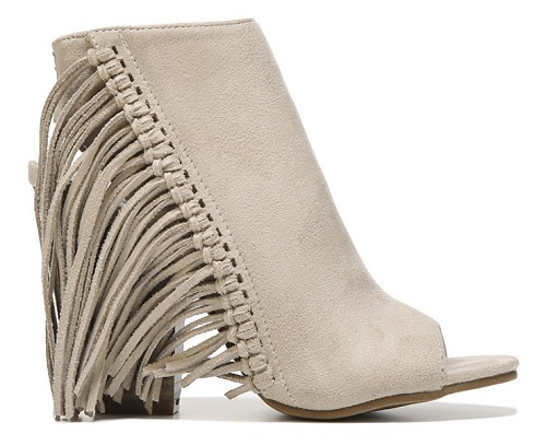 Gray Fringe Open Toe Bootie