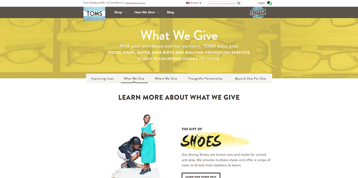 How TOMS gives page