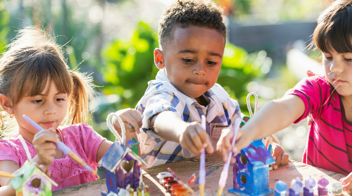 Kids doing arts and crafts