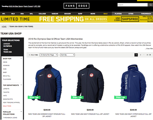 FansEdge Team USA gear