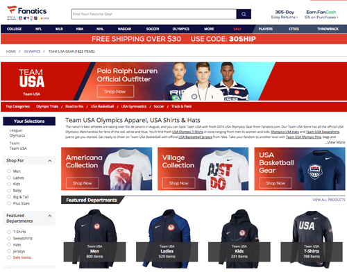 Shop FansEdge Olympic gear with cash back at Ebates