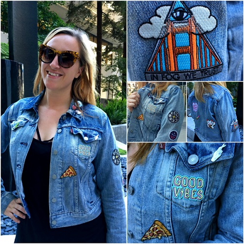 Patched denim jacket