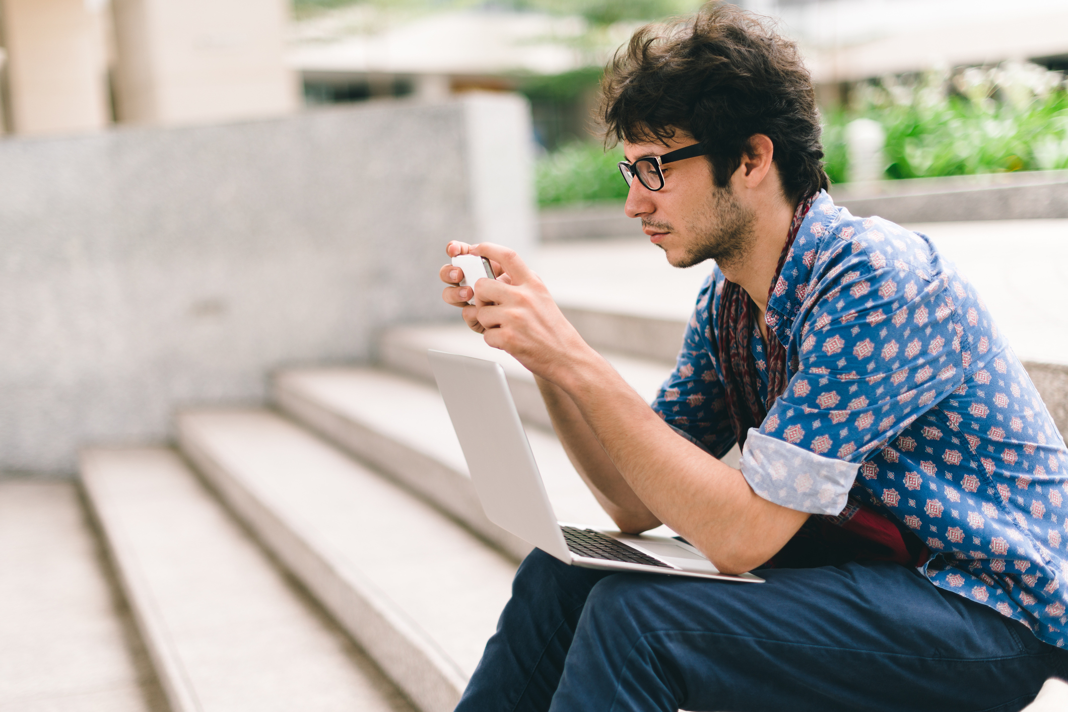 College student using apps