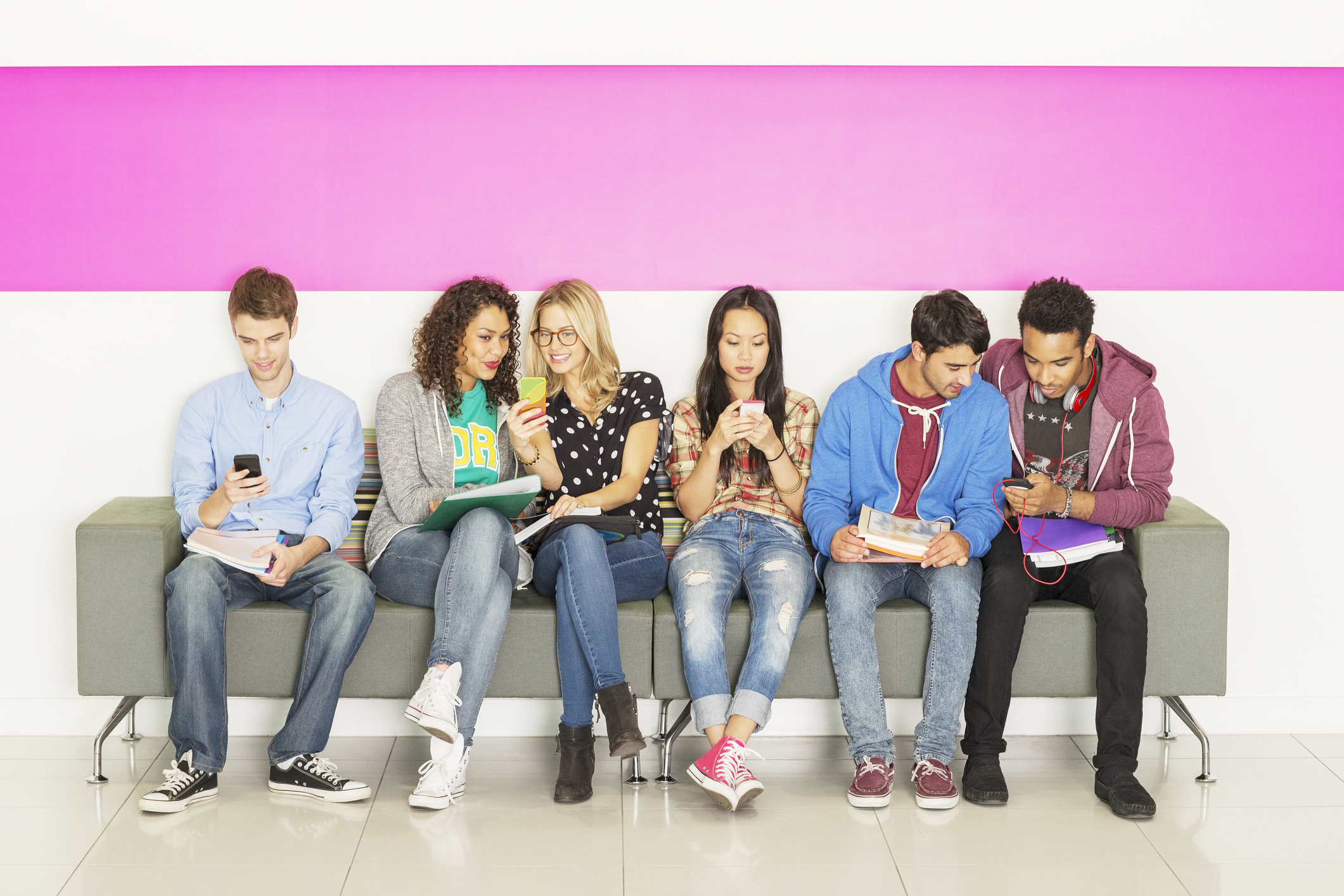 College students on a bench