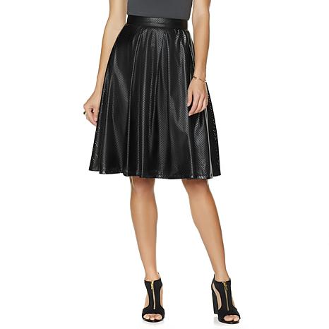 Wendy Williams Perforated Faux-Leather Skirt