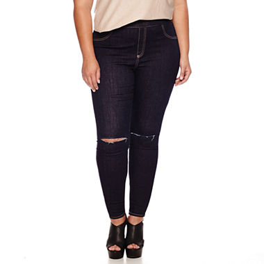 Pull-On Slashed-Knee Leggings