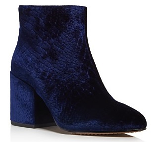 FRENCH CONNECTION Dilyla Croc Embossed Velvet Block Heel Booties