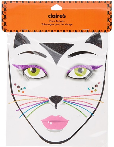 Neon Rainbow Cat Face Tattoo