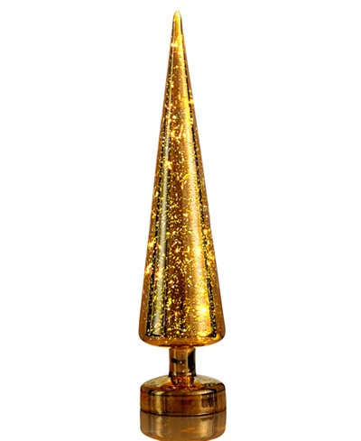 Transpac Large Glass Gold Light-Up Tree