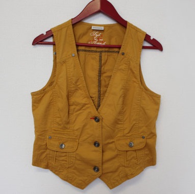 Mustard yellow womens denim vest