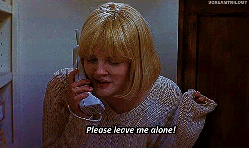 Scream leave me alone Drew Barrymore GIF